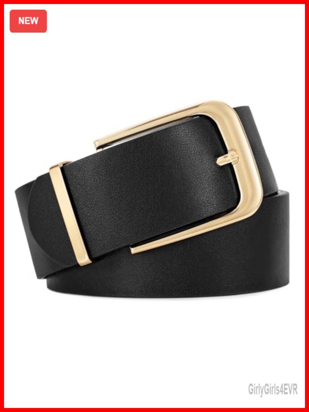 Wide Faux Leather Belt Gold Buckle Fashion Waist Belt for Dresses Jeans